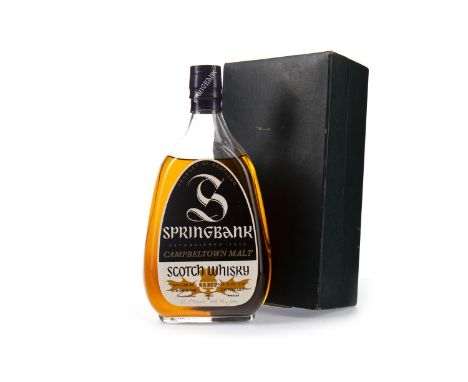 SPRINGBANK PEAR SHAPED BOTTLE Single Malt Scotch Whisky Believed to have been distilled 1919, aged 50 years due to the streng