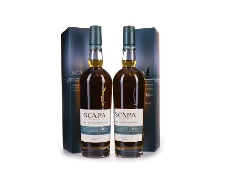 SCAPA AGED 16 YEARS (2) Single Malt Scotch Whisky 70cl, 40% volume, in carton. Two bottles.
