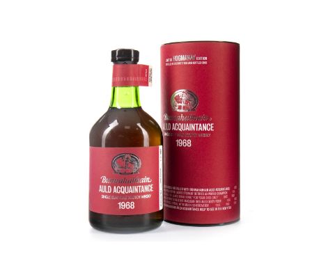 BUNNAHABHAIN 1968 AULD AQUAINTANCE Single Malt Scotch Whisky Bottled 2002, one of 2002 bottles. 70cl, 43.8% volume, in tube.