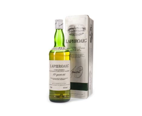 LAPHROAIG UNBLENDED 10 YEARS OLD Single Malt Scotch Whisky 75cl, 40% volume, in tin.
