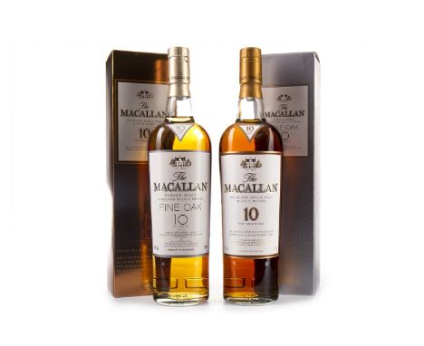 MACALLAN 10 YEARS OLD Single Malt Scotch Whisky Matured in sherry oak casks. 700ml, 40% volume, in carton. MACALLAN FINE OAK 