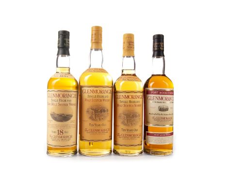 GLENMORANGIE 18 YEARS OLD Single Malt Scotch Whisky 70cl, 43% volume, in tube. GLENMORANGIE PORT WOOD Single Malt Scotch Whis