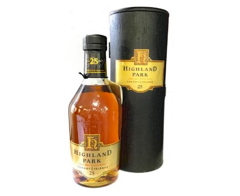 HIGHLAND PARK AGED 25 YEARS Single Malt Scotch Whisky 700ml, 53.5% volume, in wooden container.