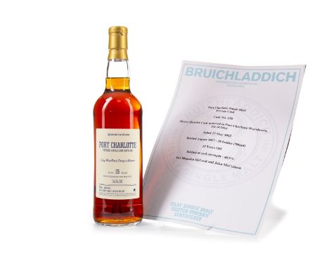 PORT CHARLOTTE PRIVATE CASK AGED 15 YEARS Single Malt Scotch Whisky Filled into sherry quarter cask no. 150 on 17th May 2002.