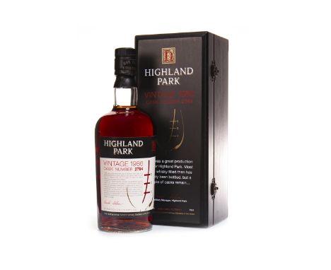 HIGHLAND PARK 1986 Single Malt Scotch Whisky Sherry cask no. 2794 filled 14 November 1986, one of 648 bottles. 70cl, 56.2% vo