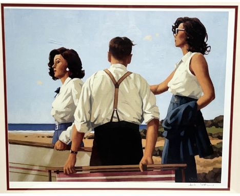 After Jack Vettriano (Scottish b.1951); 'Young Hearts' colour print, signed in pencil, 50cm x 62cm, with confirmation of sign
