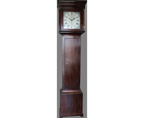 Andrew Dickie Edinburgh - a Geo.111 Scottish mahogany long case clock, signed 11 3/4 in square silvered Roman dial with Arabi