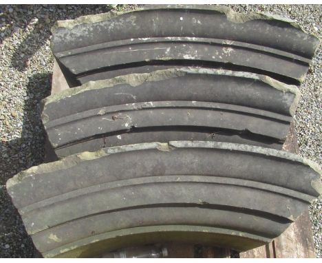 Three stone arch crestings, approx. W78cm D38cm H23cm (3) 