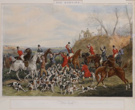 John Harris (1811-1865) after Henry Alken (1785-1851) 'Fox Hunting 'The Meet, Away, The Brook, Who-Hoop, set of four colour a