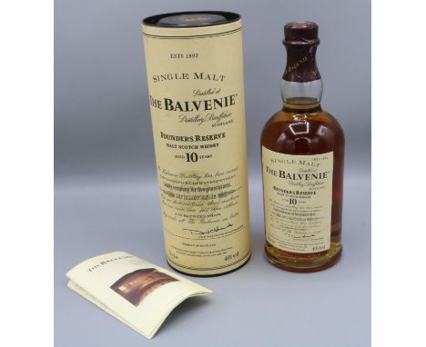 The Balvenie Founder's Reserve Single Malt Scotch Whisky, aged 10 years, 70cl 40% vol, with leaflet in tube, 1btl 