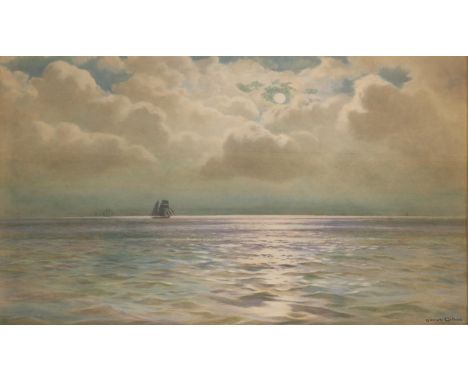 James Alfred Aitken AHRA RSW (Scottish 1846-1897); Twin masted sailing vessel in an expansive seascape, watercolour, signed, 