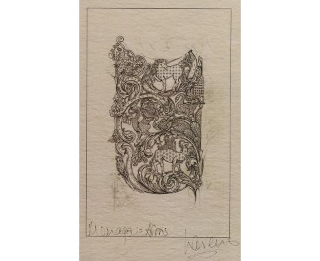 Laurence Llewelyn-Bowen (British Contemporary); 'Menagerie Artois' monochrome print, signed and titled, 29cm x19cm, with sign