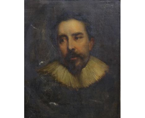 Style of Anthony van Dyck (1599-1641); Head and shoulder portrait of a Gentleman with beard and ruff collar, oil on canvas in
