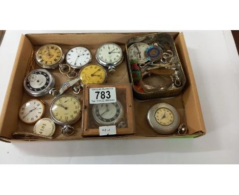 A silver cased pocket watch, railway time keeper, services army etc. mostly for repair