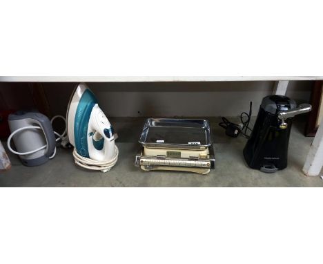 Vintage Tower kitchen scales, Phillips iron, Swan kettle &amp; Morphy Richards coffee machine
