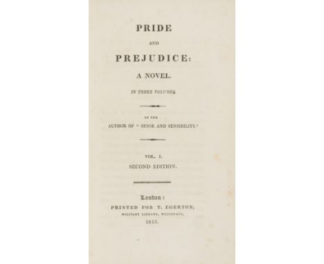 Austen (Jane) Pride and Prejudice: A Novel...By the Author of "Sense and Sensibility", 3 vol., second edition, half-titles, c