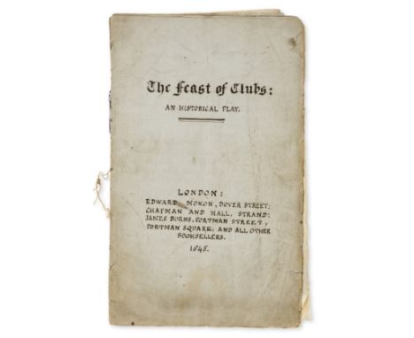 Unpublished Play.- The Feast of Clubs: An Historical Play, manuscript, title and 17pp., central fold, title slightly soiled, 