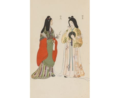 China.- [Costumes], vol.2 only (of 2), text in Chinese, 10 colour plates with illustrations numbered 26-50, some light soilin