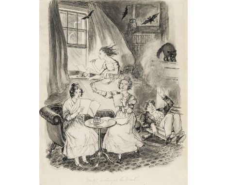 δ Shepard (Ernest Howard) Flashbacks to the famous script-writing at the Brontës, pen and black ink, monochrome wash, traces 