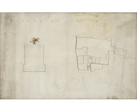 Kent Estate Maps.- Twitham and Uffington in the Parishes of Goodnestone & Wingham, 2 estate maps on vellum, hand-coloured in 