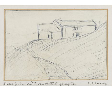 δ Lowry (Laurence Stephen, 1887-1976) Study for 'A house on the moor, "Heathcliff's House"', ball point pen and blue ink, on 