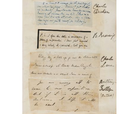 Dickens, Browning, Trollope etc.- Album of letters and cut letters compiled by Lady Bolton of Bolton Hall, Bedale, Castle Bol