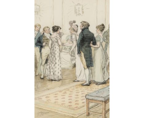 Austen (Jane).- Thomson (Hugh, 1860-1920) I beg your pardon, Miss Morland, original drawing for 'Northanger Abbey', pen and b