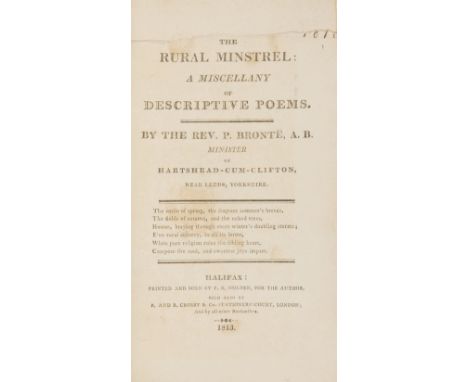 Brontë (Rev. Patrick) The Rural Minstrel: a Miscellany of Descriptive Poems, lacking half-title, title with ½ inch portion cu