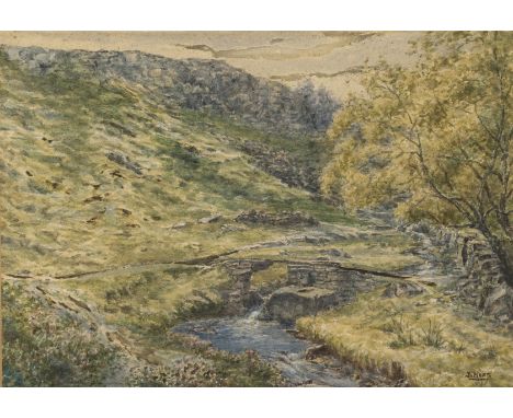 δ West (Joseph, 1882-c.1960) Brontë Bridge, Haworth Moor, looking west, watercolour, heightened with white, on wove paper, si