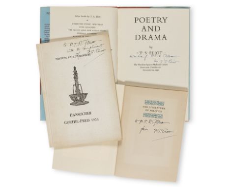 Eliot (T.S.) Poetry and Drama, light browning to endpapers, original cloth, dust-jacket, spine slightly browned, spine ends a