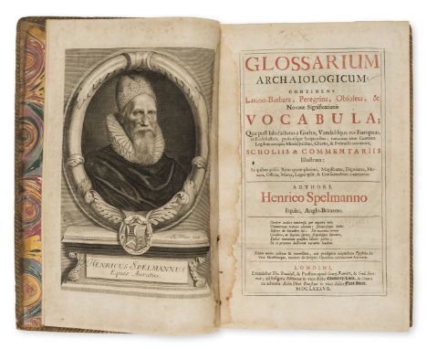 Spelman (Henry) Glossarium archaiologicum..., third edition, engraved portrait, title in red and black, printed in double col