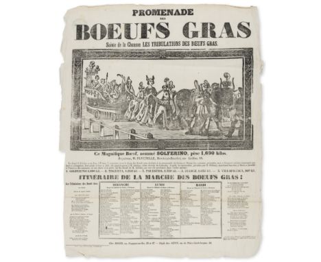 Food & drink.- Butchers.- Promenade des Boeufs Gras suivie de la Chanson Les Tribulations des Boeufs Gras, broadside, 545 x 4