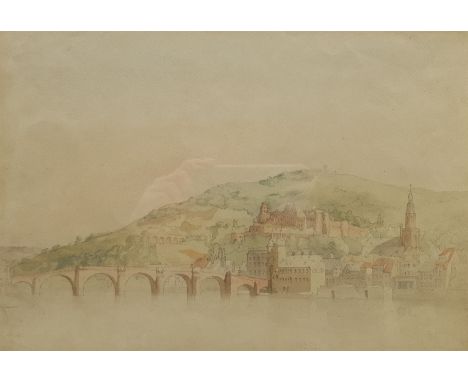 William Clarkson Stansfield (British 1793-1867): Bridge and Town on the Rhine,  watercolour and pencil unsigned 24cm x 34cmPr