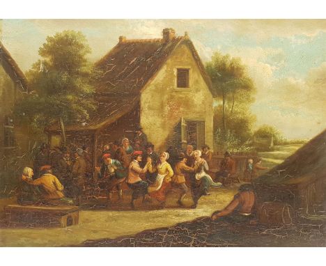 Dutch School (19th century): Country Festival, oil on oak panel unsigned 27cm x 38cm (unframed)