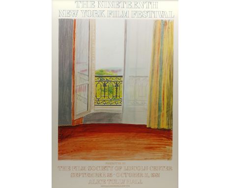 After David Hockney (British 1937-): 'The Nineteenth New York Film Festival', exhibition poster pub. 1981, 99cm x 67cm