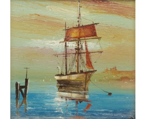 Peter Gerald Baker (British 20th century): 'Whitby 1890', oil on panel unsigned 9cm x 9cm