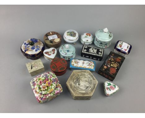 LOT OF VARIOUS TRINKET BOXES, including ceramic and other examples