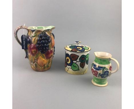 FALCON WARE CERAMIC JUG, with fruit decoration, along with various ceramic plates, vases and jugs