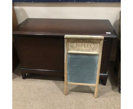 VINTAGE DUPLEX WASH BOARD, along with a stag blanket chest (2)