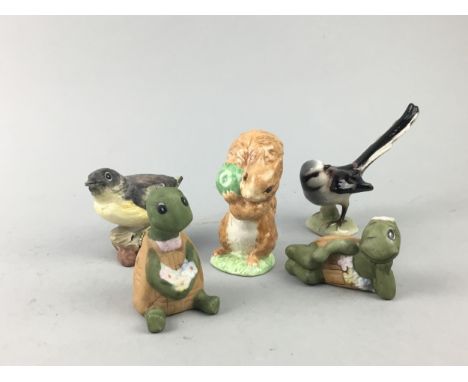ROYAL ALBERT FIGURE OF 'SQUIRREL NUTKIN', 10cm high, along with other ceramic animal figures, including pigs and mickey mouse
