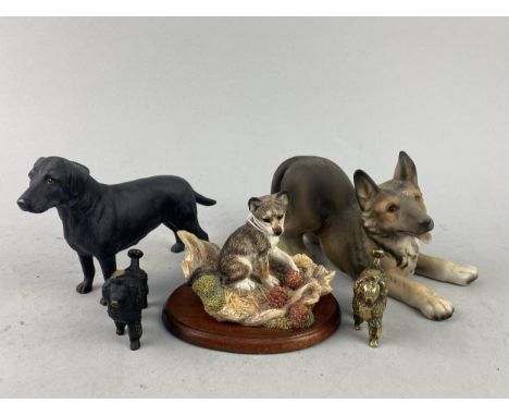BORDER FINE ARTS FIGURE OF 'FIRST TIME OUT', 11cm high, along with other animal figures including wally dogs