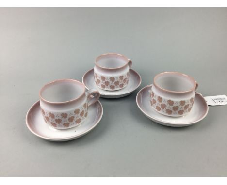 DENBY TEA SERVICE, along with a sculpture of a seated female