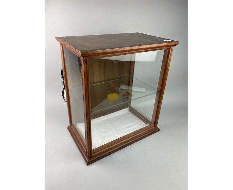 MODERN WALL HANGING DISPLAY CABINET, glazed with adjustable shelf, 43cm wide