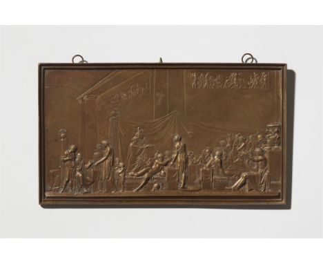 Die Heimkehr des OdysseusModelgegossene Bronze mit braungoldener Patina. Relief in profiliertem Rahmen. Gegossene kyrillische