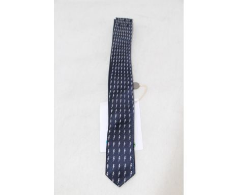 Neil Barrett Lightening Bolt Silk Tie, Navy