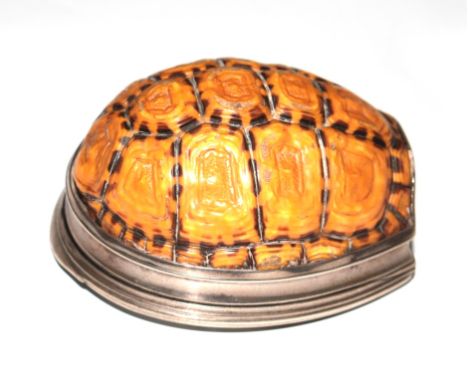 A George III silver snuff box with applied terrapin shell top, makers mark only