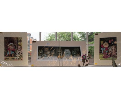 Louis Wain  Three humorous cat studies Prints, mounted but not framed 'What We Are About to Receive' Beauty from Japan, jumpi