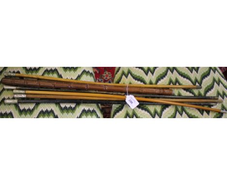 Five regimental swagger sticks: Royal Engineers x 2, The Essex Regiment, the Suffock Regiment and The Green Howards; and a le