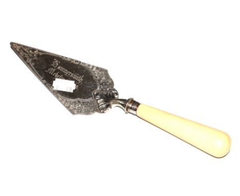 A silver and ivory handled trowel