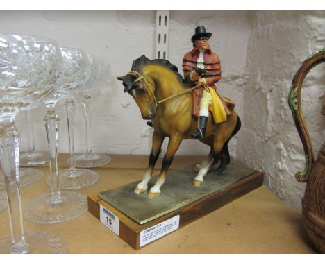 Mid 20th century Austrian 'Highwayman' cold painted table cigarette lighter, with presentation plaque 'To Harry Williamson...